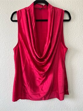 Boston Proper Women’s Sz XL Marilyn Cowl-Neck Charmeuse Blouse Tomato Red NWOT